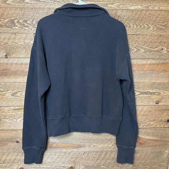 RE/DONE 70's Half Zip Sweatshirt in Washed Black Size XS NWOT - Picture 4 of 8